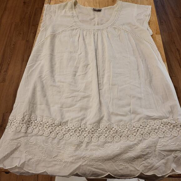 Magazine Dresses & Skirts - 100% Cotton Loose  White Shift Dress Lace & Pom Pom Detail XXXL